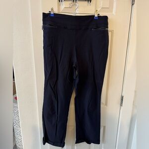 Blue Straight Leg Performance Pants with Wide Waistband